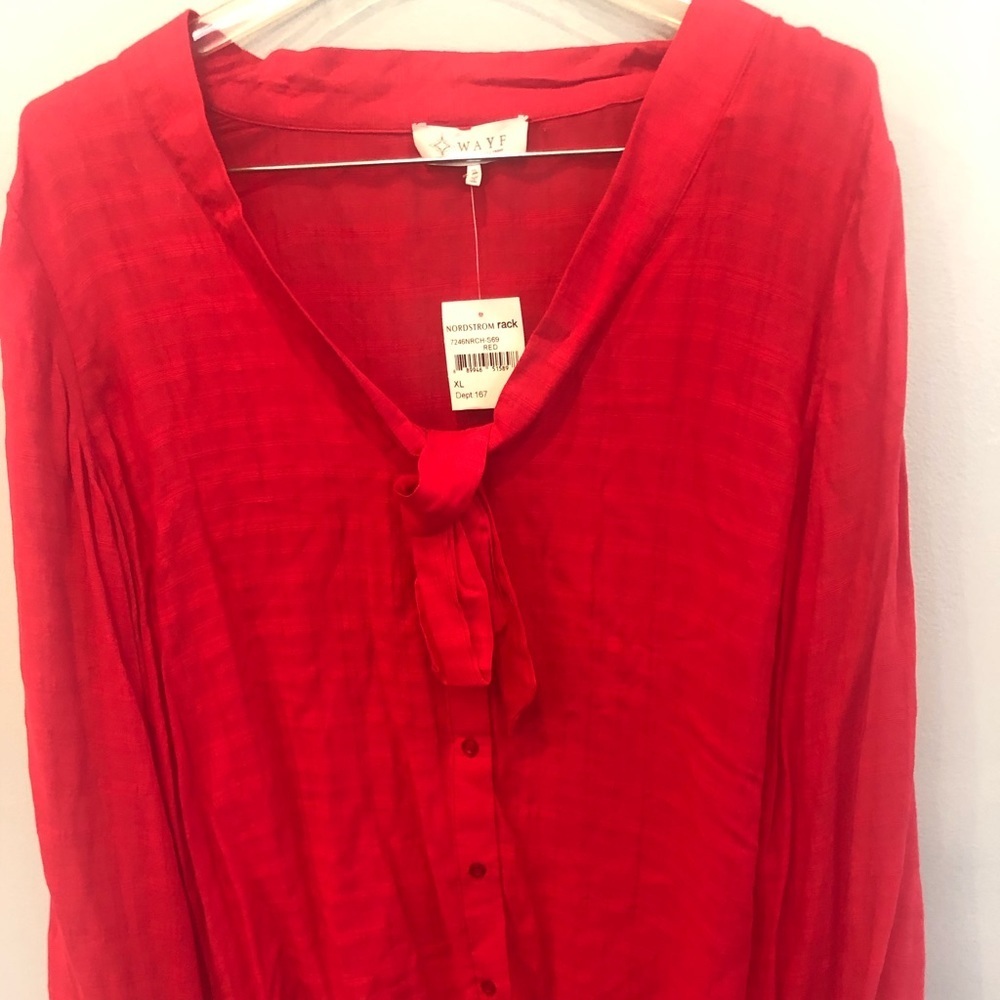 WAYF NWT Red Bow Blouse​